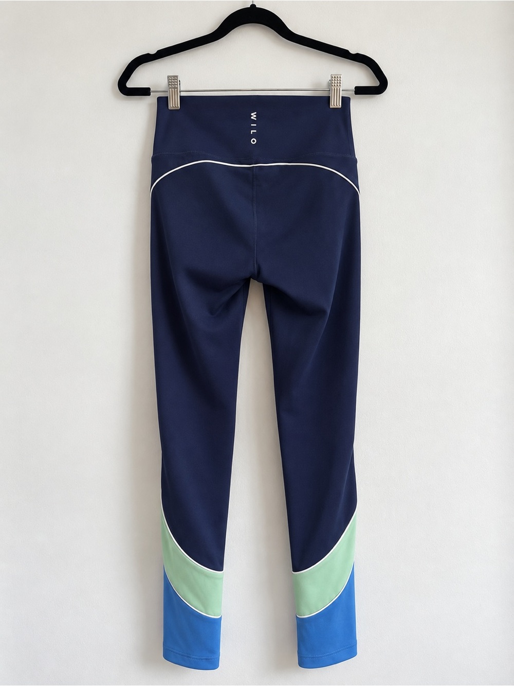 WILO Active Colorblock High Rise Leggings Navy Blue Green Size M NWOT